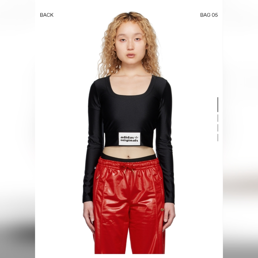 Adidas Originals Black Cropped Long Sleeve Shirt size XS